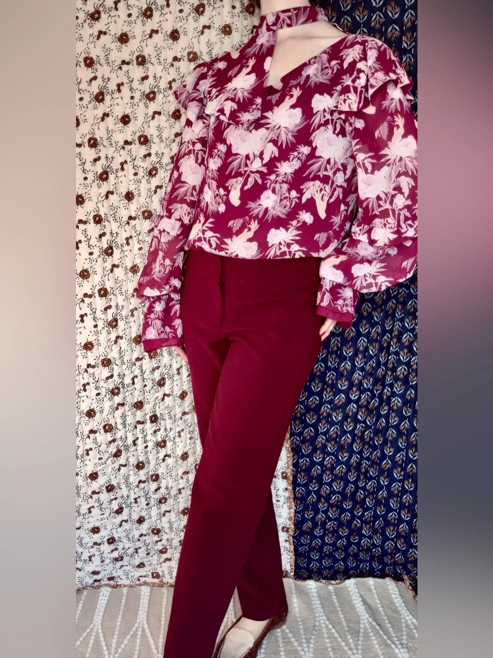 Talbots β Signature Straight Leg Ponte Pants Slacks Burgundy Mulberry 2 Petite - Picture 6 of 13